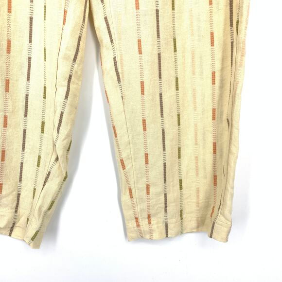 Free People Soft Spirit Trousers Womens Sz 6 Beige Sand Combo Cotton Linen Blend - Picture 4 of 7